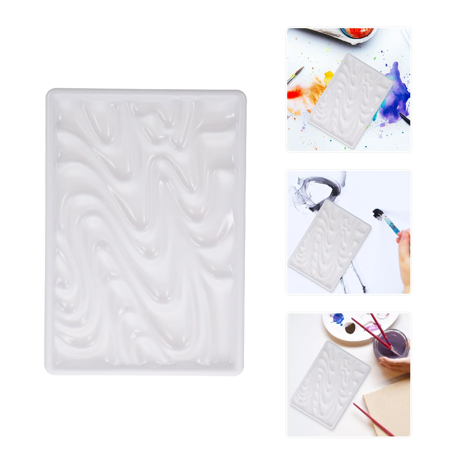 

Wave Palette Gouache Color Mixing Tray Makeup Porcelain Imitation Mixer Plate Multi Hole Pallet Child Square Stand