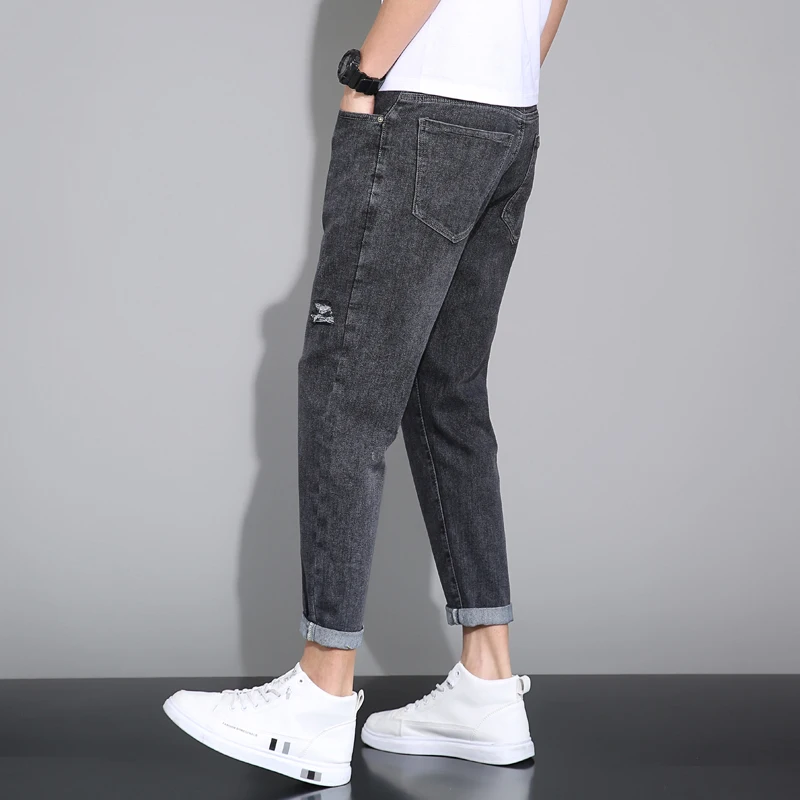 2022 Spring Summer New Men's  Jeans Classic Style Fashion Casual Premium Stretch Regular Fit Jeans Men's Dark Grey Trousers
