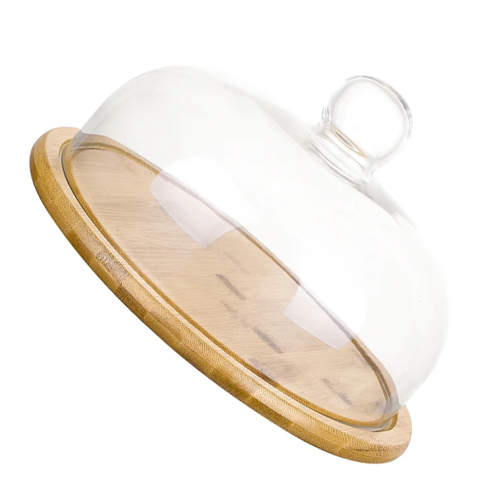 

Cake Cover Dome Withstand Plate Dessert Displaylid Tray Platter Serving Wood Cloche Cheese Server Holder Round Dish Table Clear