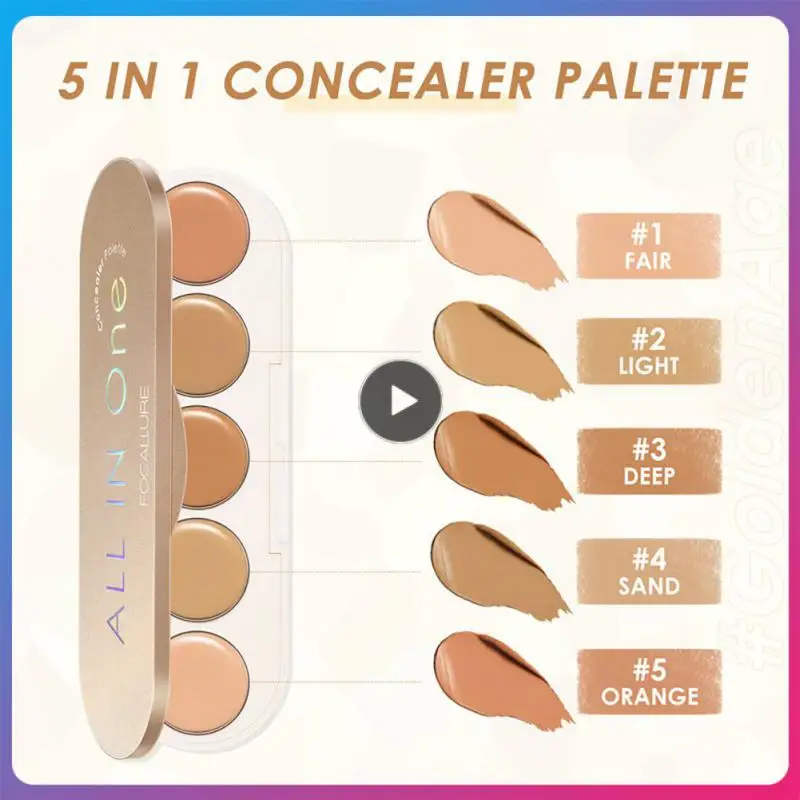 

Concealer Palette Cover Acne Spots Dark Circles Waterproof Concealer High Covering Power 5 Color Concealer Cosmetics Face Makeup