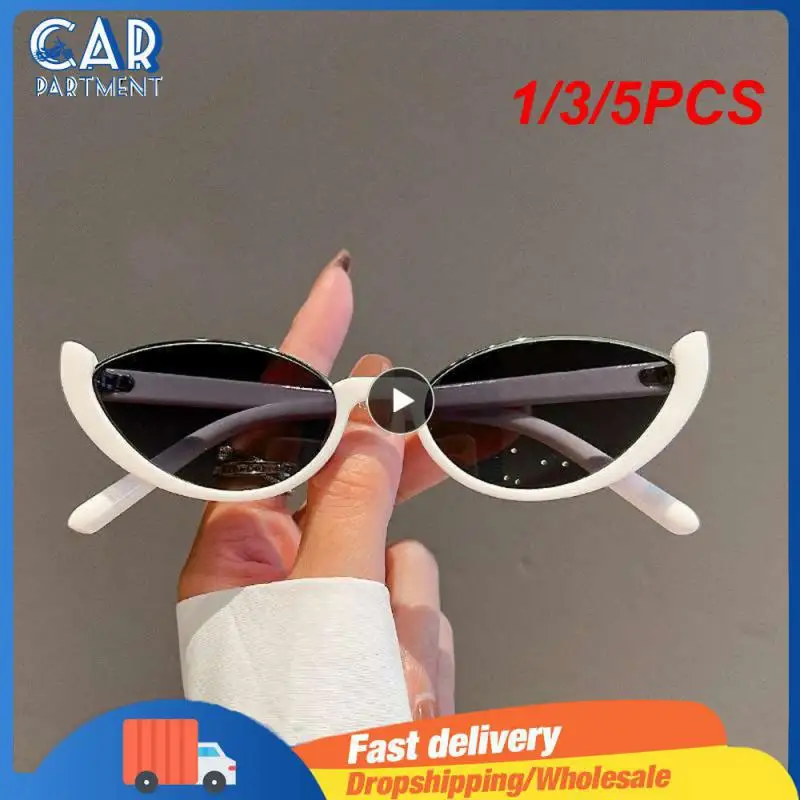 

1/3/5PCS New Small Cat Eye Sunglasses Women Men Trendy Vintage Shades Eyewear Fashion Driving Cycling Sunglasses Half-frame Sun