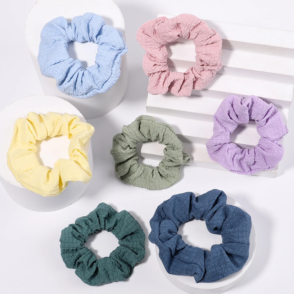 

Wrinkle Solid Color Elegant Hair Scrunchies Elastic Hair Band Girls Ponytail Holder Sweet Headwear Hair Accessories For Women