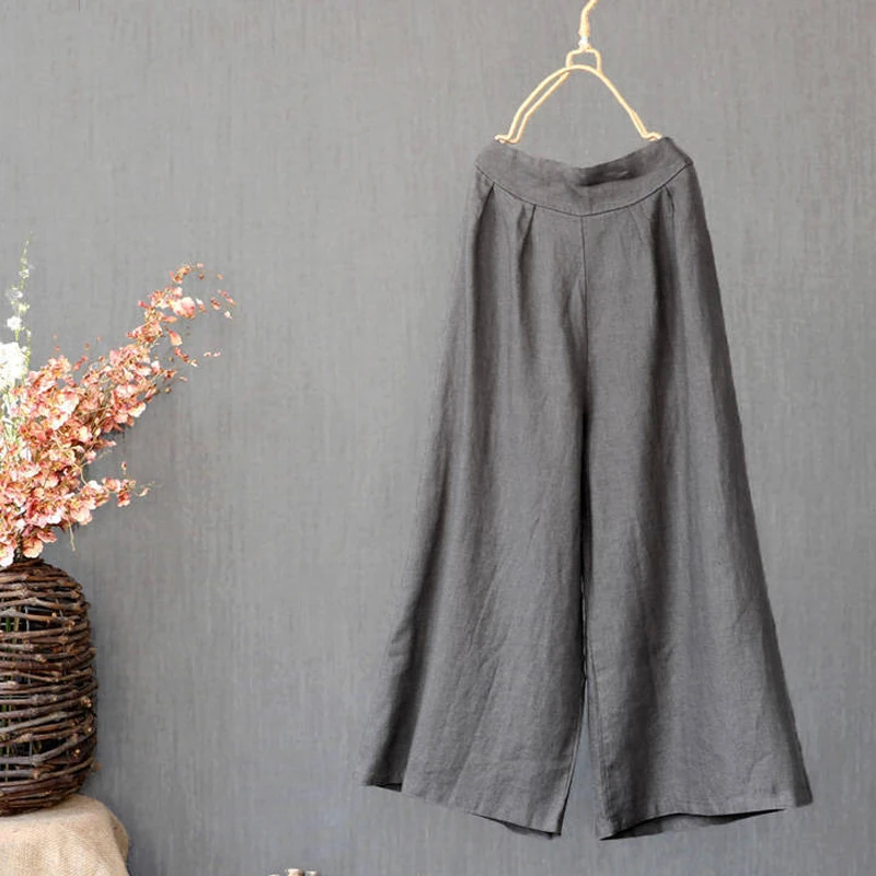

Women Pants Oversized Cotton LInen Vintage Loose Wide Leg Pants for Women Streetwear Ankle-Length Casual Pants