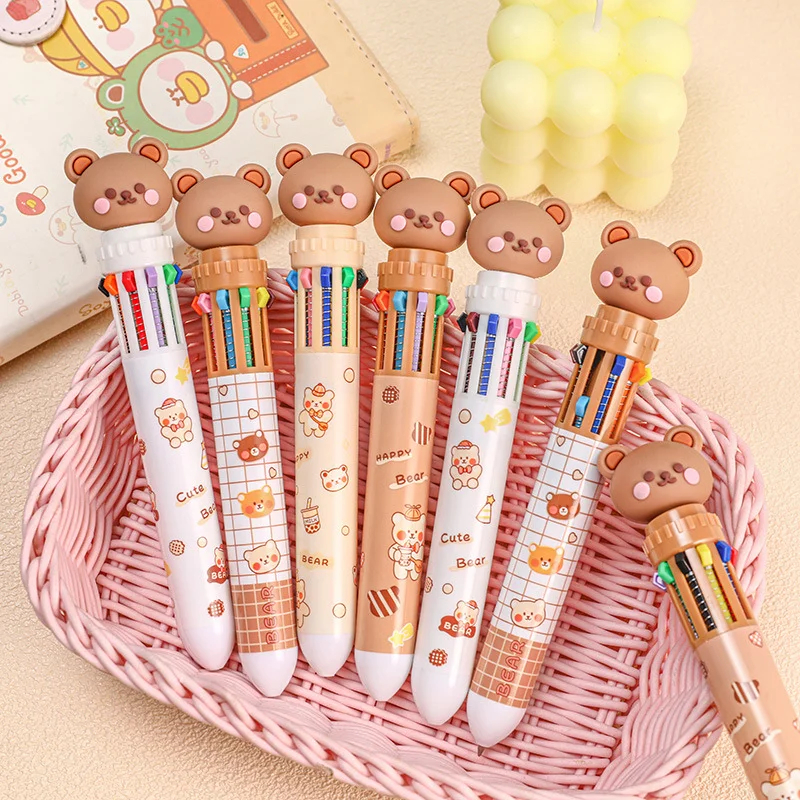 

Ball Point Pen Marker Korea Creative Stationery Pen 6 Color In 1 Ballpoint Pen Color School Supplies for Kid