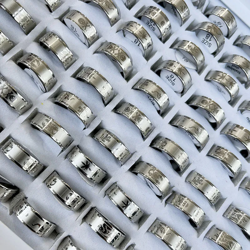 Кольцо из нержавеющей стали для мужчин и женщин, ювелирное изделие с лазерной гравировкой, с крестом, разные модели, 20 штук