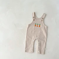 2022 autumn new children boy corduroy carrot overalls baby girl embroidery big pocket suspenders pants kid cotton loose jumpsuit