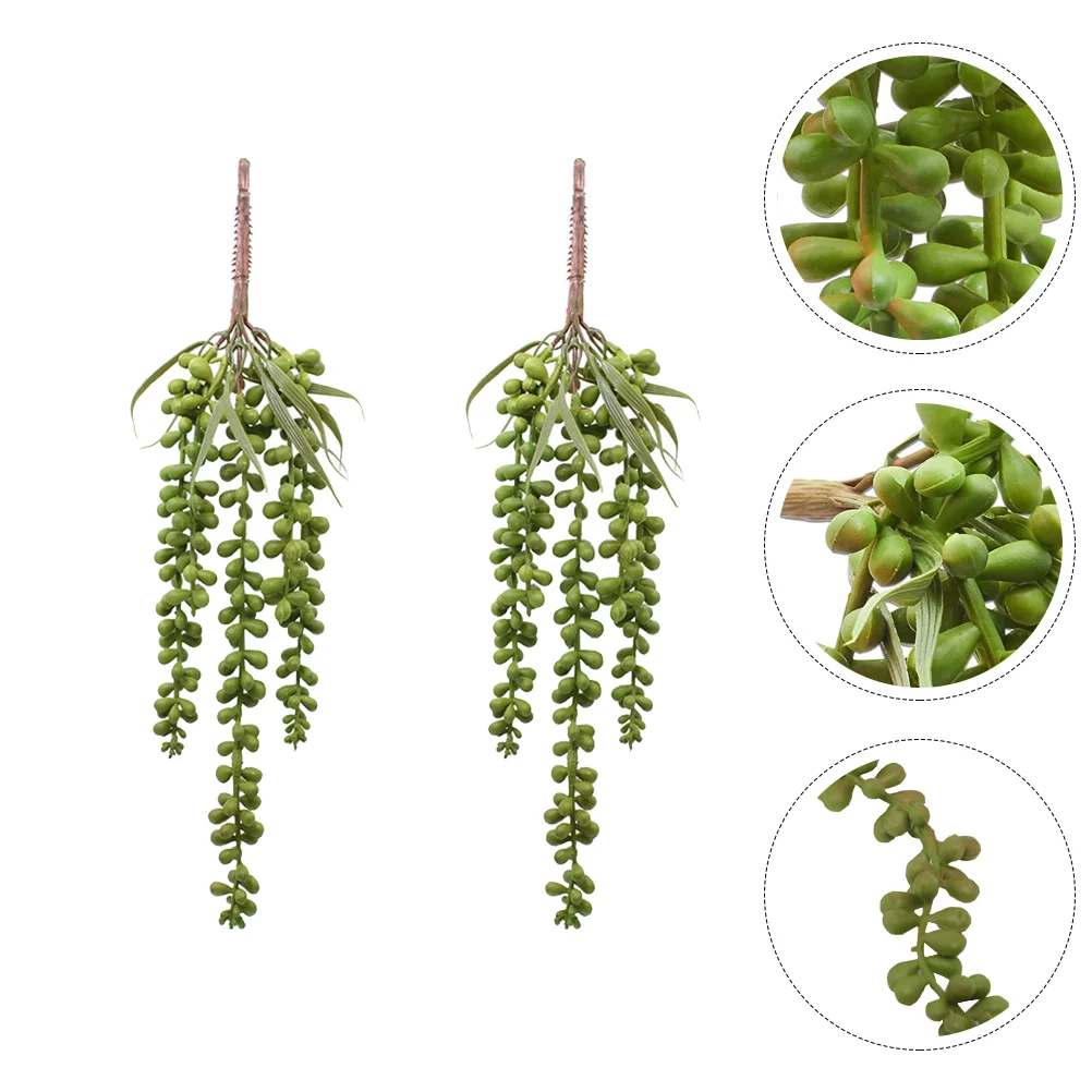 

2pcs Simulation Succulents Hanging Decor Fake Plant Rattan Adorn Plant Decor