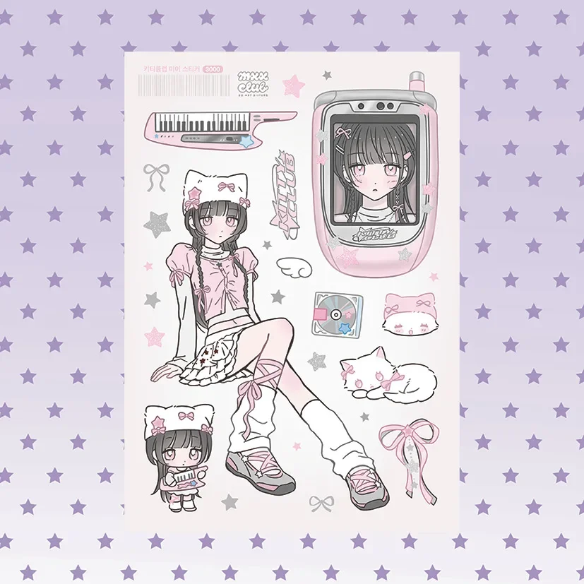 

Sweet Cool Girl Stickers Cute Girl Character Guka Hand Account Diy Decoration
