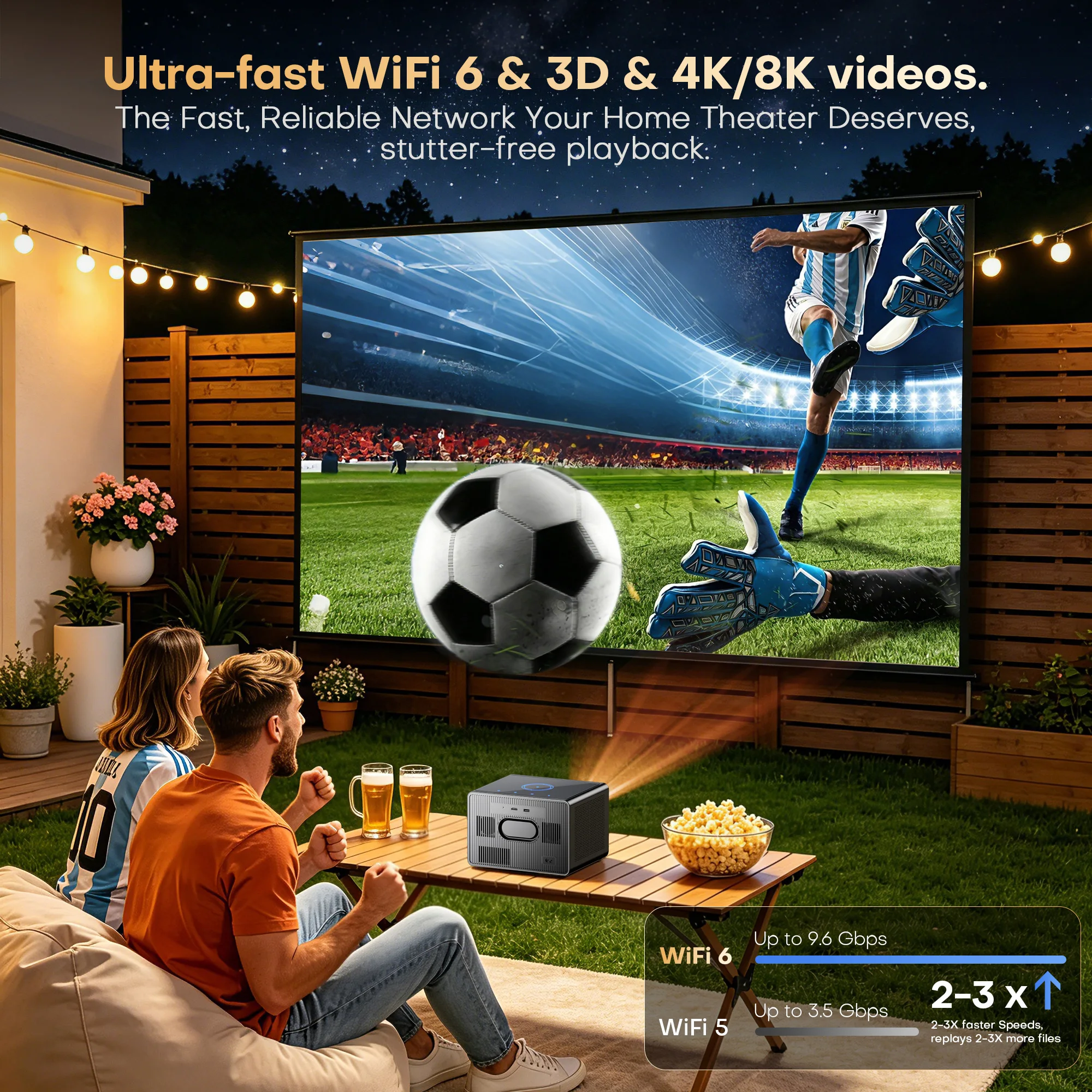 Проектор XIWBSY 64 ГБ Google TV 4000 ANSI люмен, для просмотра фильмов без подключения к интернету, 4K HD видеопроектор, Android 14.0, герметичный оптический проектор (art.: 3920dbef1db18) - 3920dbef1db18