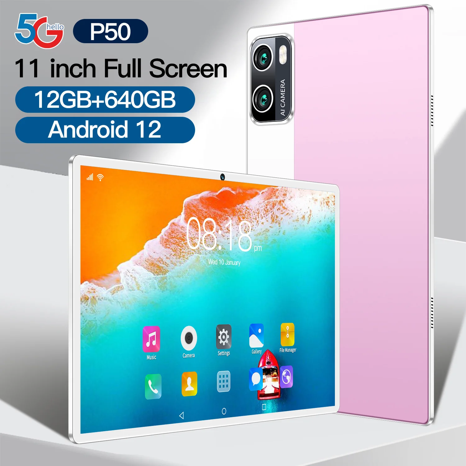 

2023 Global Firmware Pad P50 Pro 10.1inch WIFI 2K LCD Screen MTK6595 Octa Core 12GB+640GB Tablet Android 12 13+16MP Camera