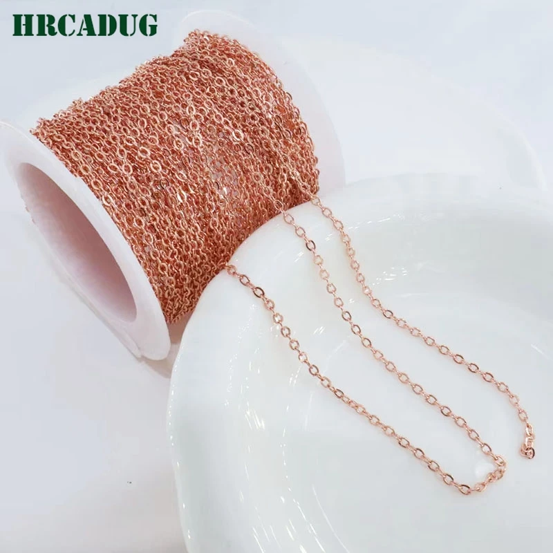 Fashion Clavicle Chain 18K Gold Plated Brass Metal Round Thin Chains For Women's Necklace Jewelry Accessories Supplies Findings