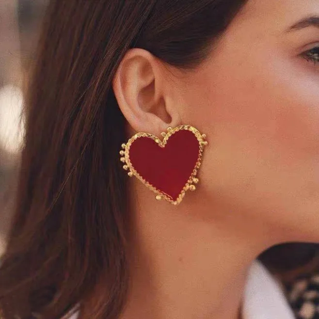 

New 2022 Red Heart Earrings Women Earrings Drop Earrings