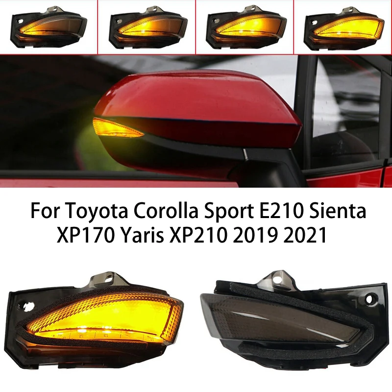 

Светодиодный динамический боковой зеркальный индикатор мигающий последовательный светильник для Toyota Corolla Sport E210 Sienta XP170 Yaris XP210 2019 2021, 2 шт.