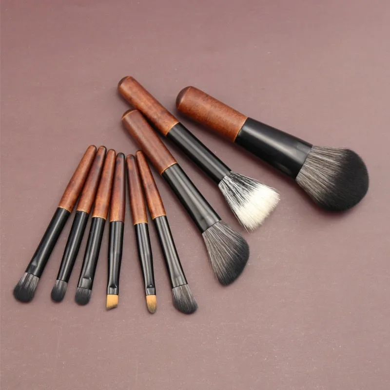 

9pcs Protable Makeup Brushes Set Mini Cosmetic Brush Powder Foundation Blush Blooming Eyebrow Eyeshadow Blending Brush Kit