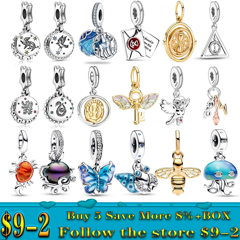 

POP MART S925 Silver Harry Potter Charm Beads For Original NEW Pandora Charms Bracelet Necklace Pendant DIY Fine Jewelry