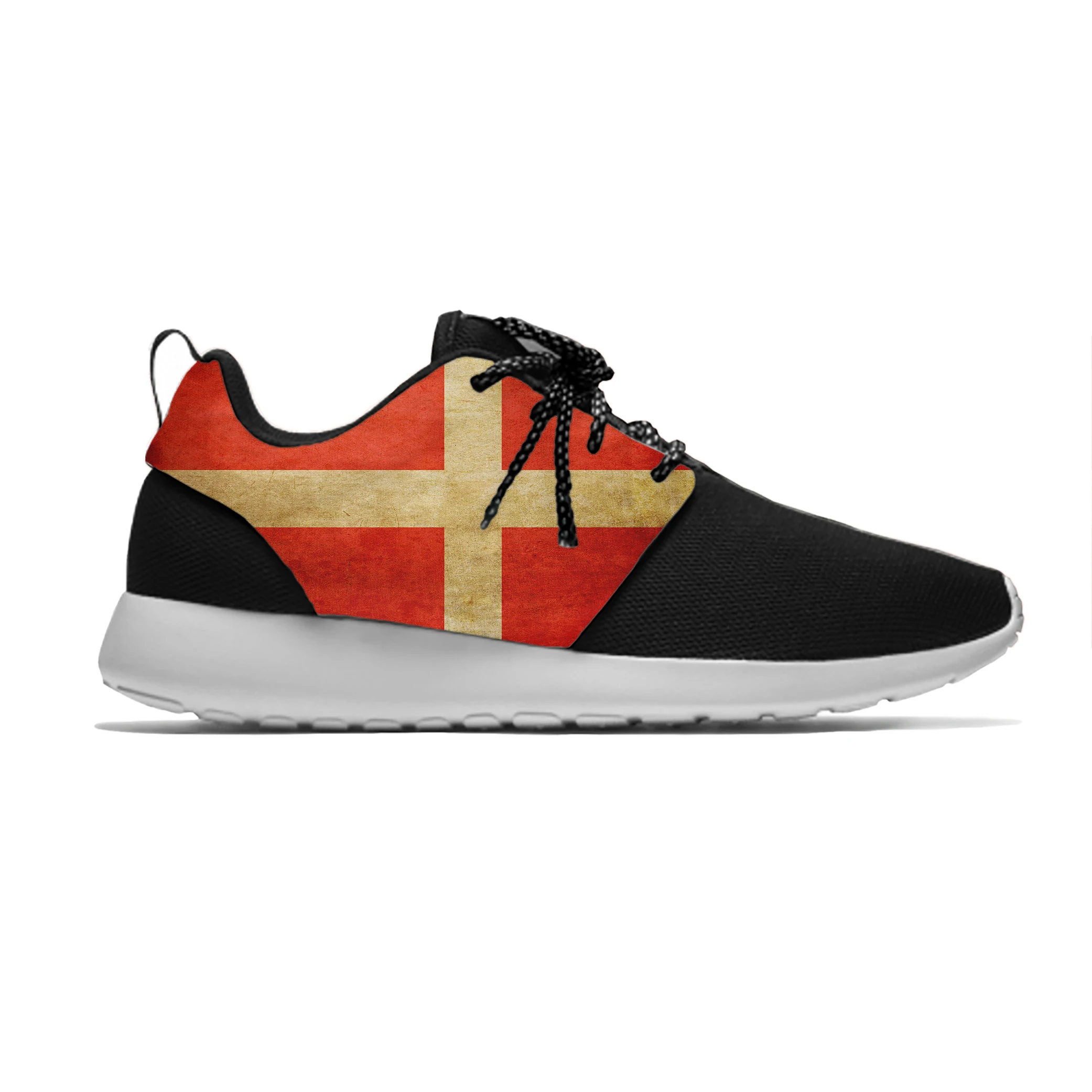 Denmark Danish Flag Patriotic Pride Fashion Funny Sport Running Shoes Casual Breathable Lightweight 3D Print Men Women Sneakers |