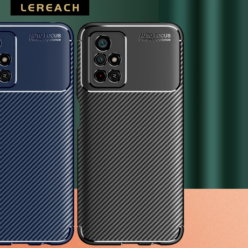 

Lereach Case for Poco X4 Pro 4G X3 M4 Pro 5G X3 NFC M3 X2 Carbon Fiber Texture Silicone Phone Back Cover