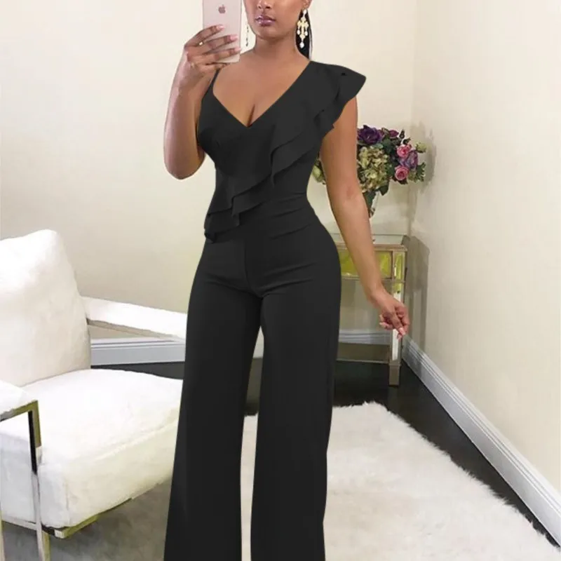 

Summer Off Shoulder Women Red Jumpsuit Elegant Stylish Jumpsuit Layered Ruffles High Waist Jumpsuits Female Overalls Streetwear