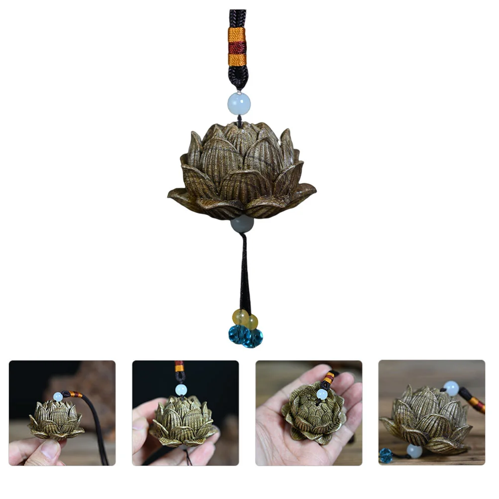 

Lotus Pendant Interior Rear View Mirror Phone Keychain Decor Decorate Accessory Car Golden Phoebe DIY Hanging