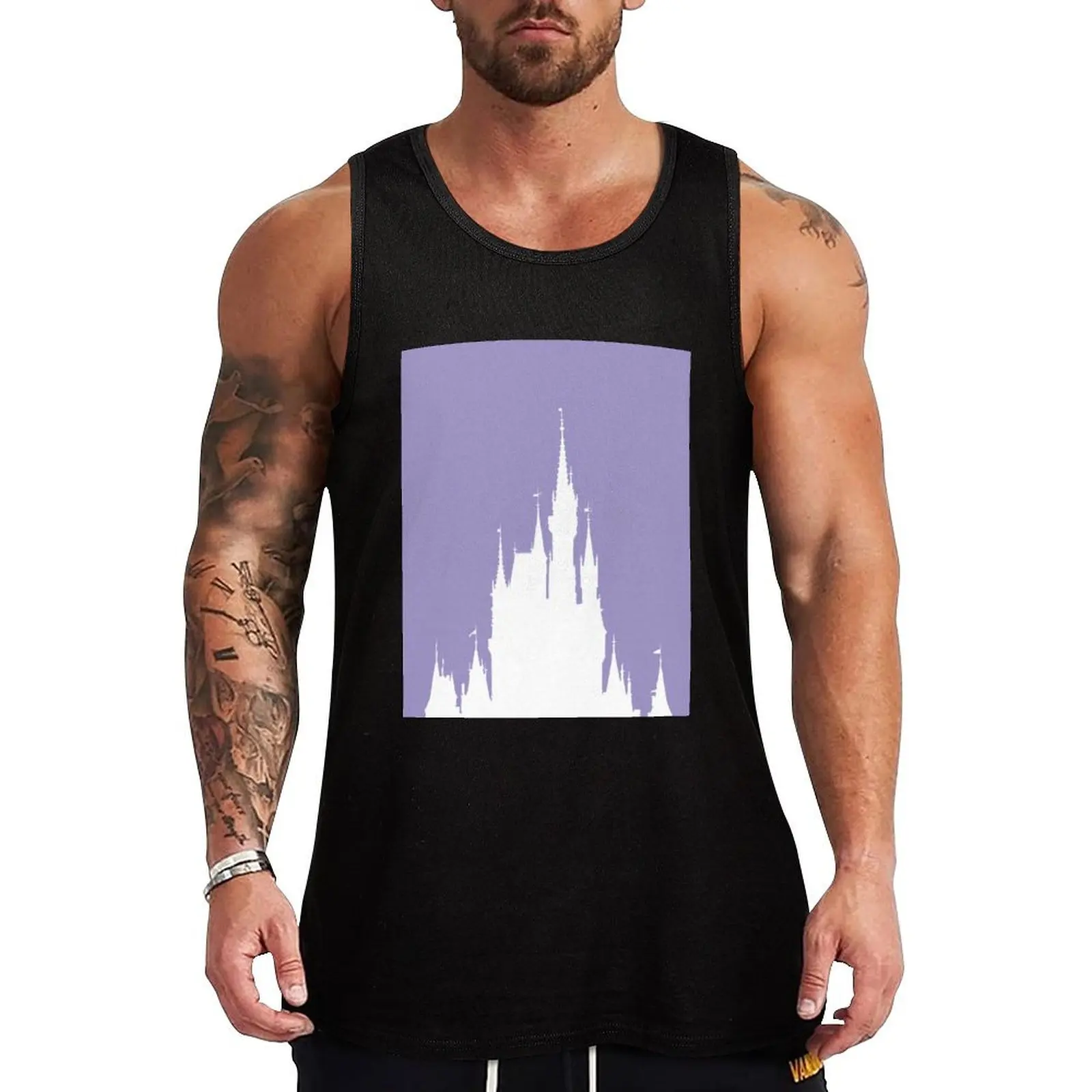 Мужская пастельная майка из хлопка Magic Castle Silhouette Purple Wall