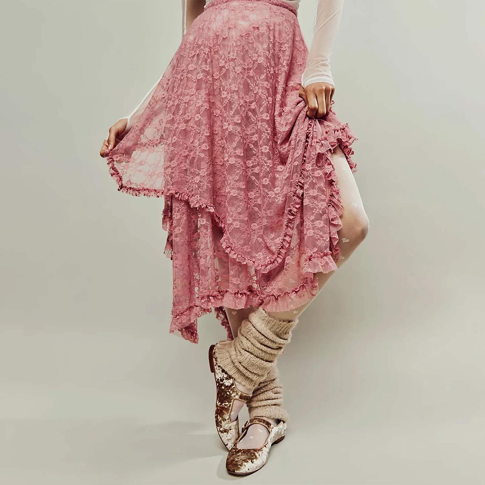 Женские Кружевные Юбки-миди Gaono асимметричные полупрозрачные многослойные юбки