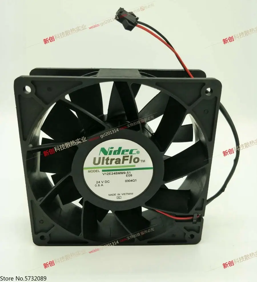 V12E24BMM9-51 24VDC подлинный Nidec 12 см 0.6a оборудование охлаждающий вентилятор