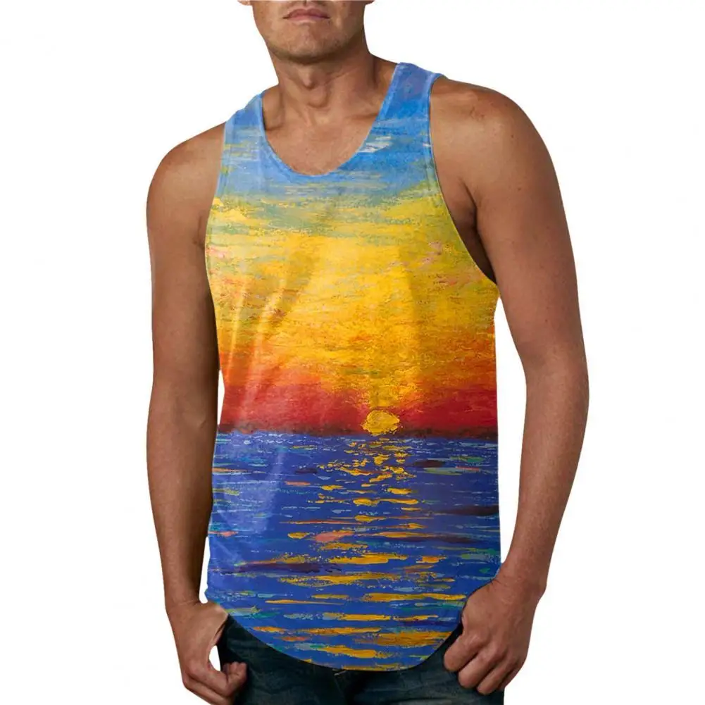 

Holiday Trendy Beach Style Loose Type Summer T-shirt Sleeveless Summer T-shirt O Neck Clothing