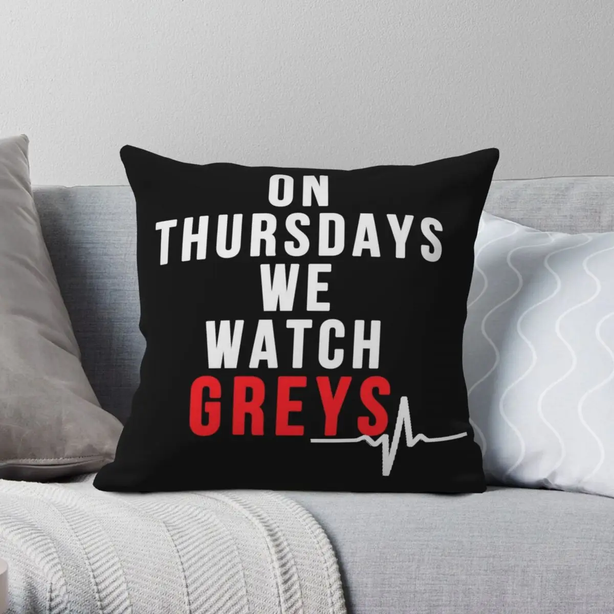

Наволочка на квадратную подушку Thursdays We Watch Greys, наволочка из полиэстера и льна с бархатным узором на молнии, декоративная наволочка на подуш...