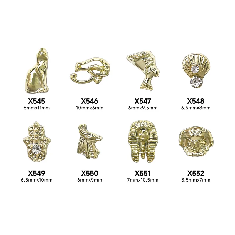 

20pcs New Gold Metal Egyptian Nail Charms Pharaoh Cleopatra Design For Nails Art Decorations Accessories Supplies Manicure Tools