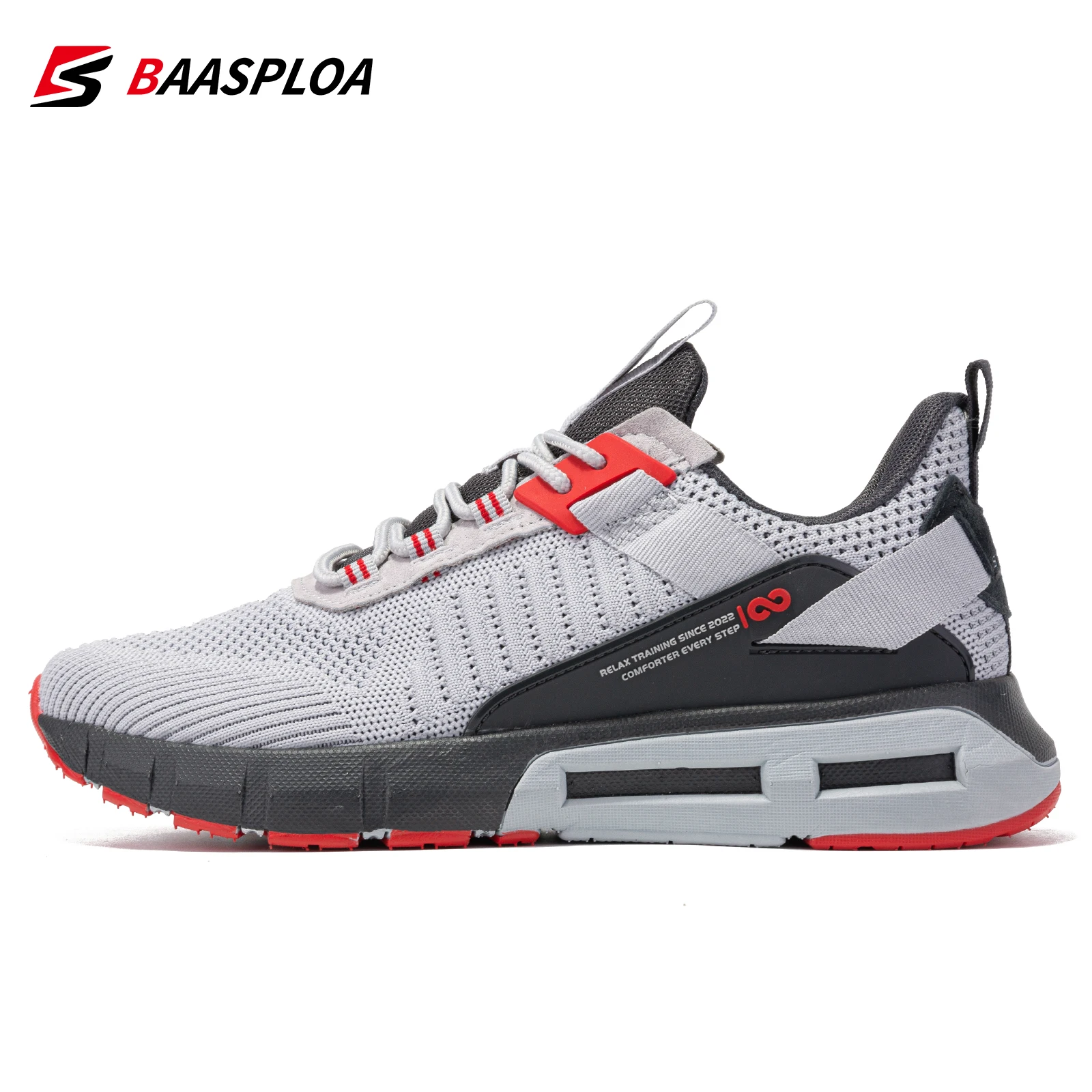 Baasploa New Men's Sneakers Lightweight Breathable Walking Shoes Comfortable Casual Male Non-Slip Running Gym Shoes