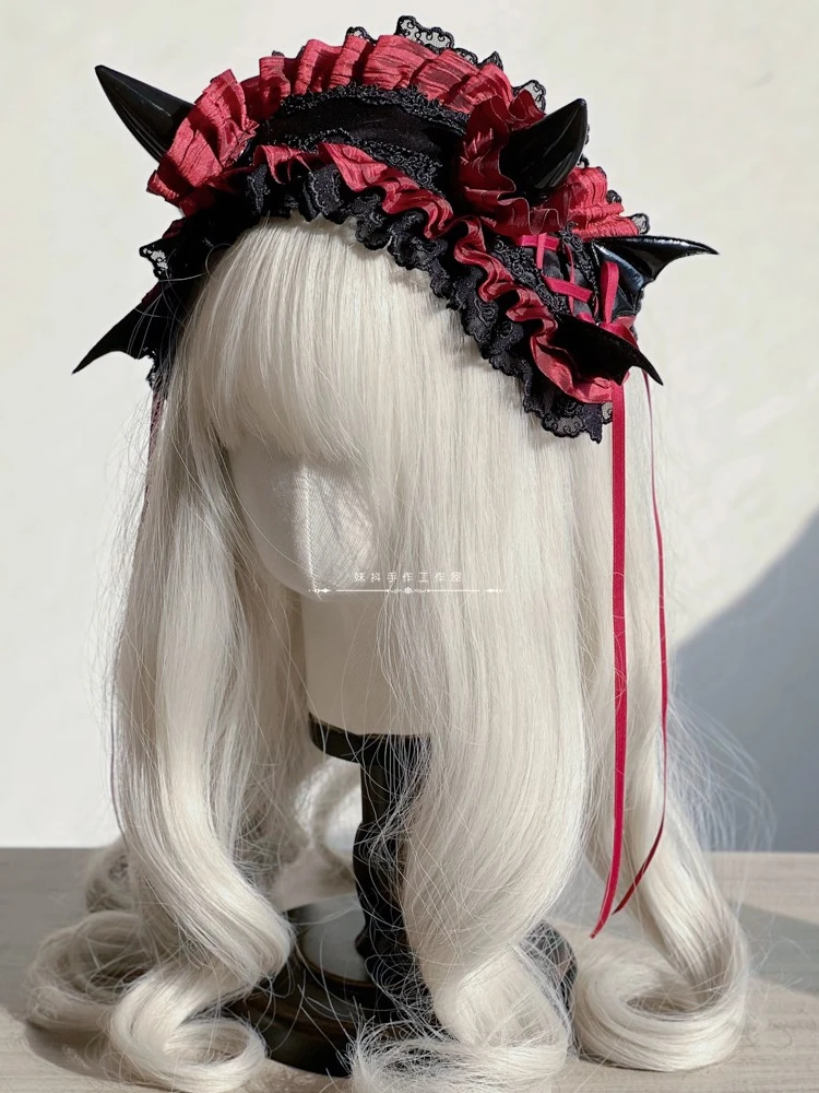 Оригинальная лента для волос ручной работы в стиле Хэллоуин с дьявольским рогом