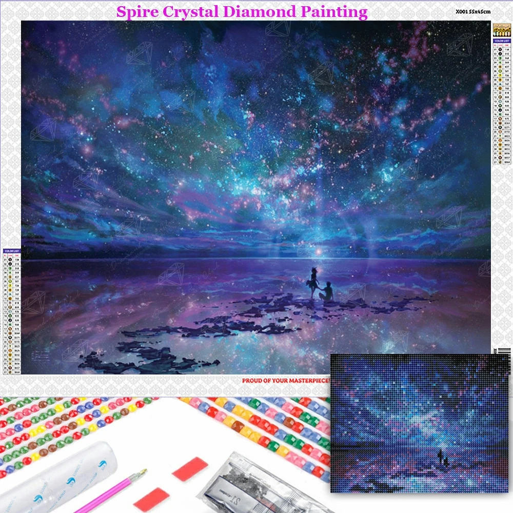 

Soulmates Ocean New Crystal Diamond Painting Kit Embroidery Stars Sky Landscape Art Cross Stitch Mosaic Home Decor Birthday Gift