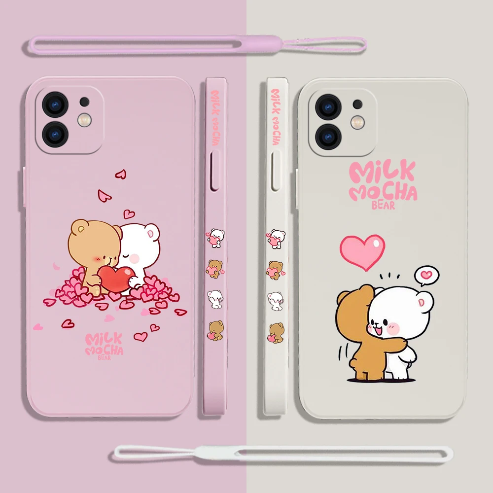 

Cute Cartoon Mochas Bears Phone Case For Samsung A53 A50 A12 A52 A52S A51 A72 A71 A73 A81 A22 A20 A30 A21S 4G 5G with Hand Strap