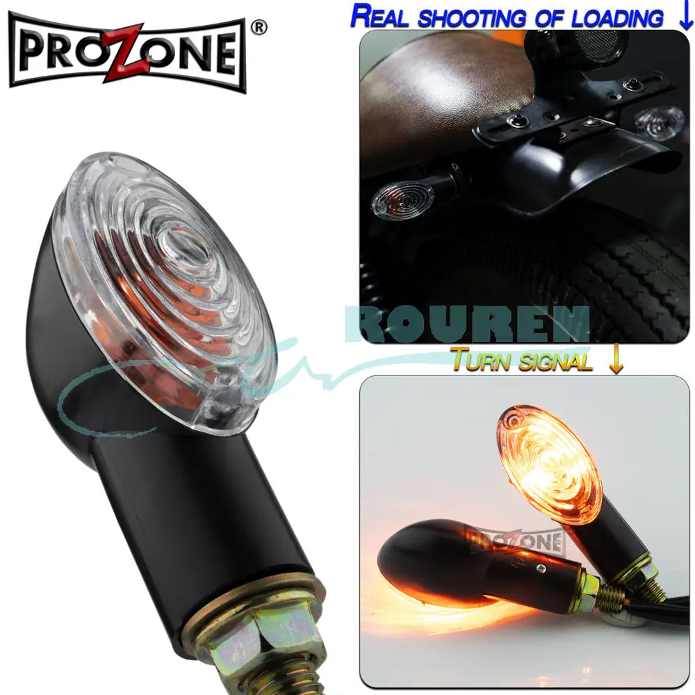 

2PCS Motorcycle Mini Retro Rear Turn Signal Indicator Lamp Halogen Brake Running Light Motocross Sportster Accessories Universal