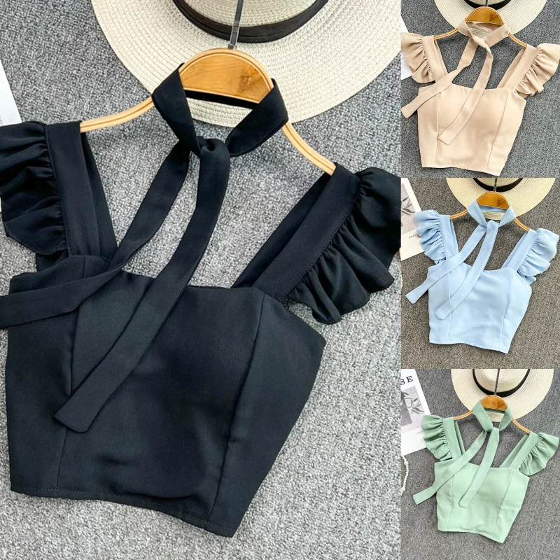 

Femme Bra Tank Top Ropa Mujer Camisoles For Women Butterfly Crop Tops Cropped Harajuku Tanks Dropshipping