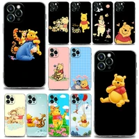 cute winnie the pooh clear phone case for iphone 11 12 13 pro max 7 8 se xr xs max 5 5s 6 6s plus soft silicone case cover