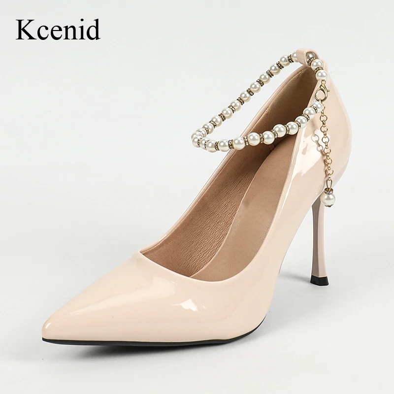 Kcenid модные туфли-лодочки с жемчужной цепочкой на весну и осень ремешком