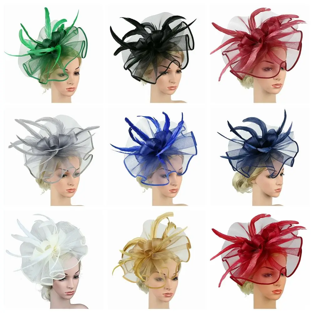 

Женская вуалетка с перьями Ascot, аксессуары для волос