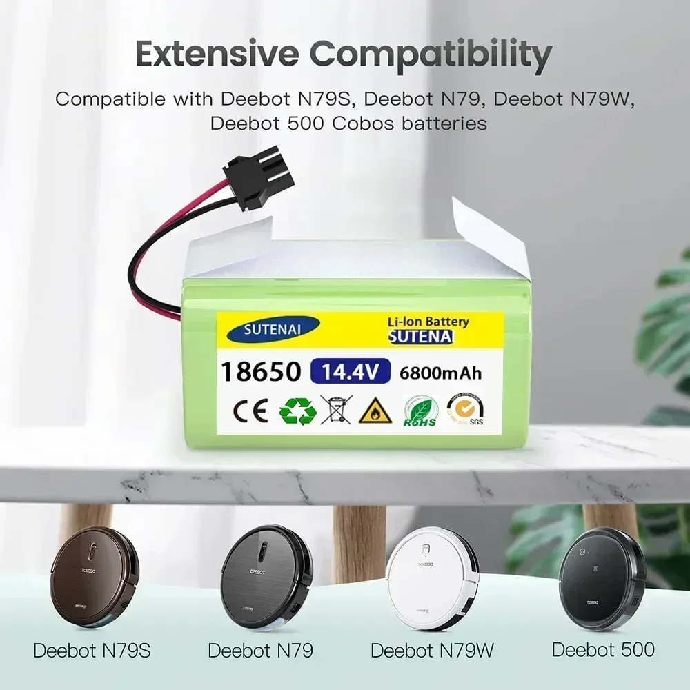 Литий-ионный аккумулятор 14 4 В 6 8 Ач для Cecotec Conga Excellence 950 990 1090 Ecovacs Deebot DN621 601/605 Eufy