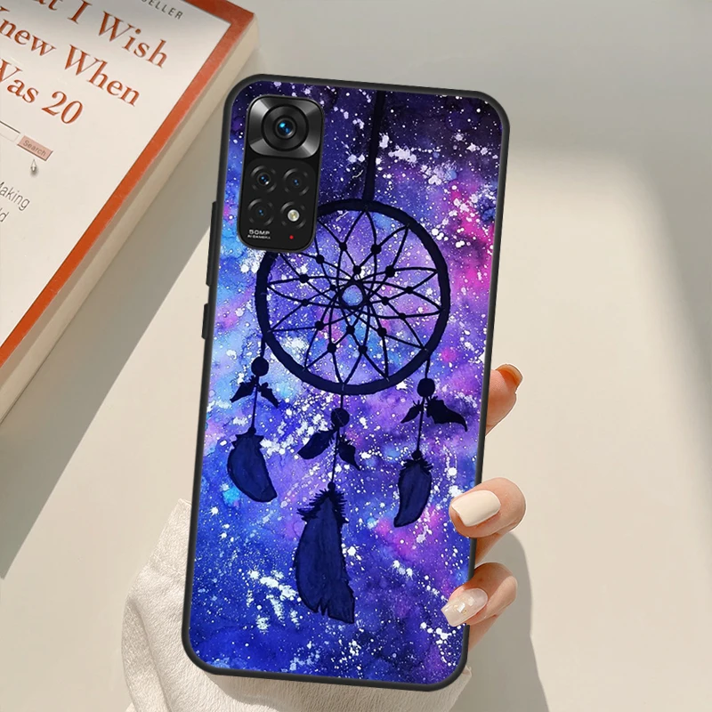 Чехол Ловец снов с перьями и волком для Xiaomi Redmi Note 11 10 9 8 Pro 11S 10S 9S 8T K50 K40 9A 9C 10A 10C