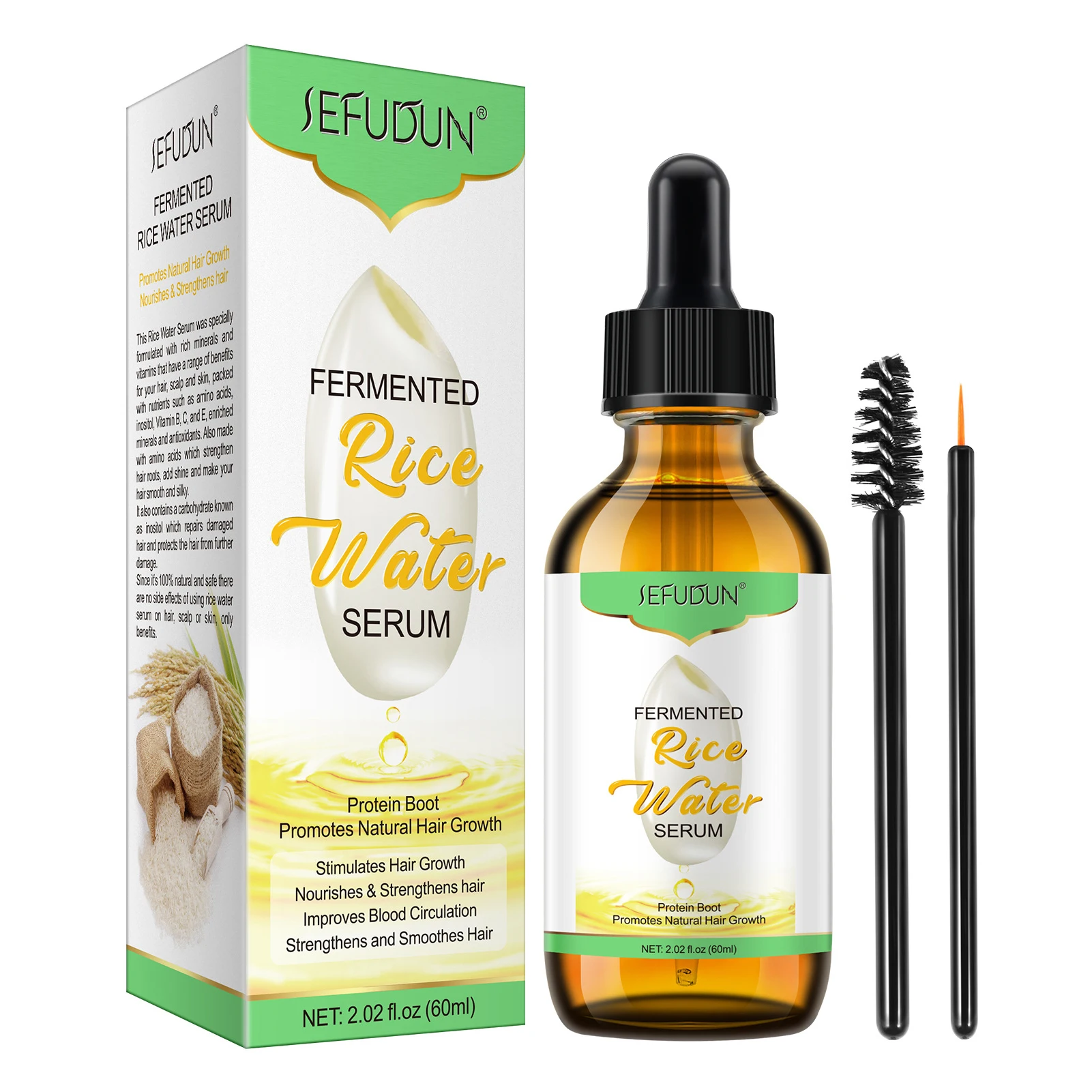 

Rice Hair Essential Oil 60ml Hair Care Essential Oil Anti-Frizz Organic Hair Growth Oils Perfect For Conditioning Hydrating Hair
