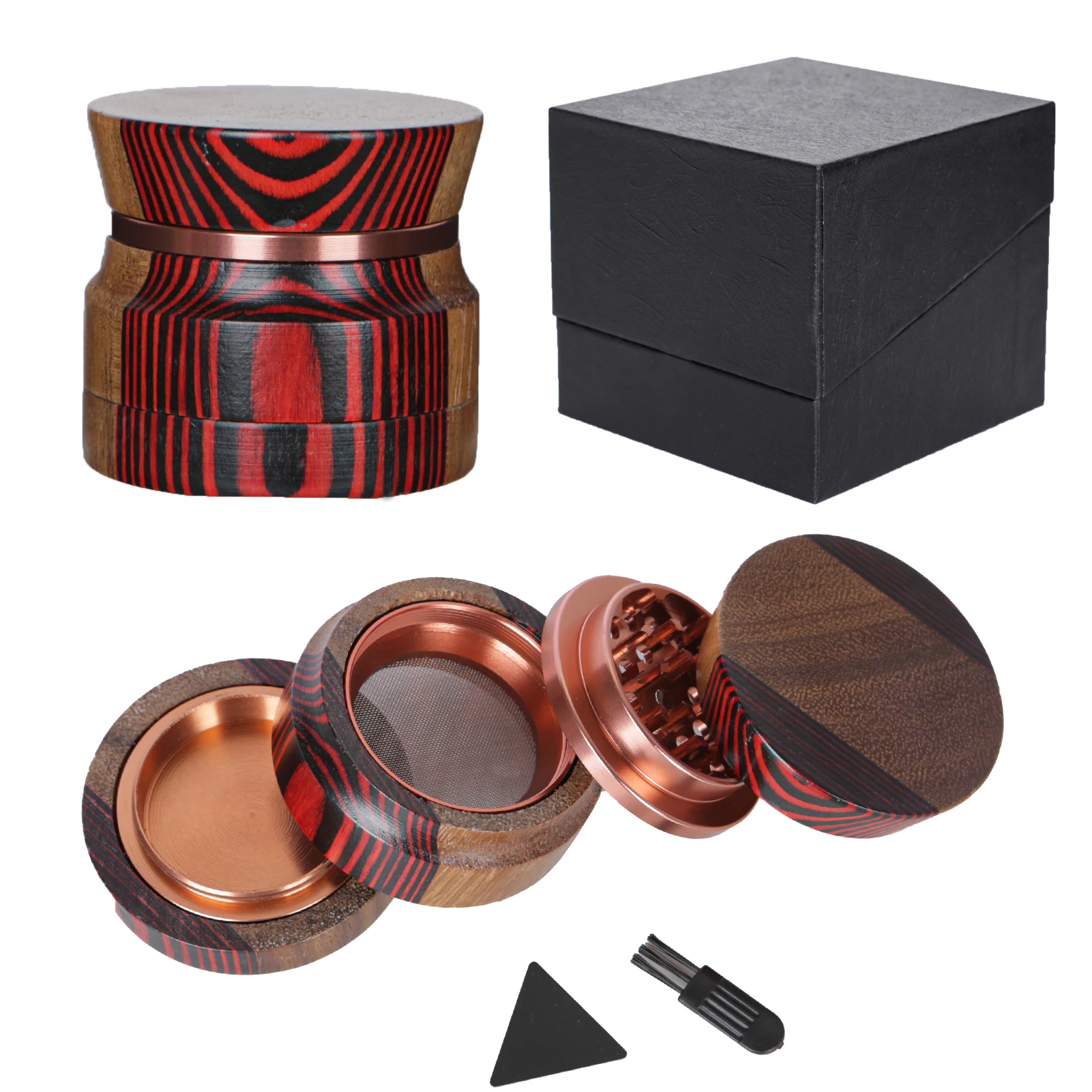 

65MM/2.55inch Wood Spice Crusher 4 Layer Tobacco Herbal Crusher With Aluminum Alloy Sharp Teeth Hand Miller