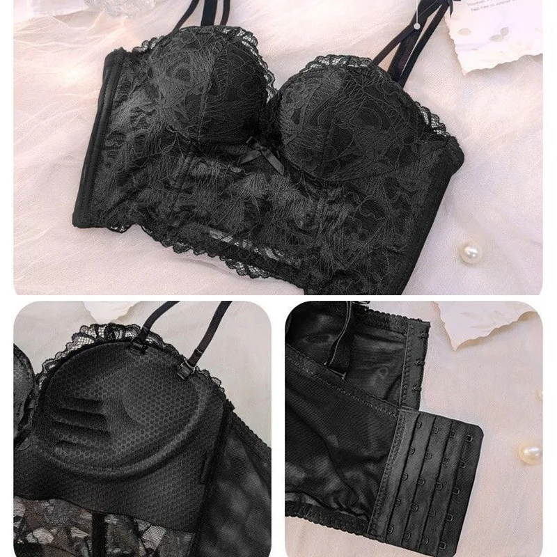 Seamless Bralette Women Removable Shoulder Strap Underwear Push Up Bra Girl No Wire Brasieres Upper Thin Bottom Thick Lace Bras