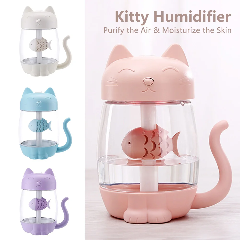 

Air Humidifier LED Light Cartoon Cat Cool Mist USB Humidifier Ultrasonic Ultra-Quiet Humidifier For Home Kids Infant Nursery