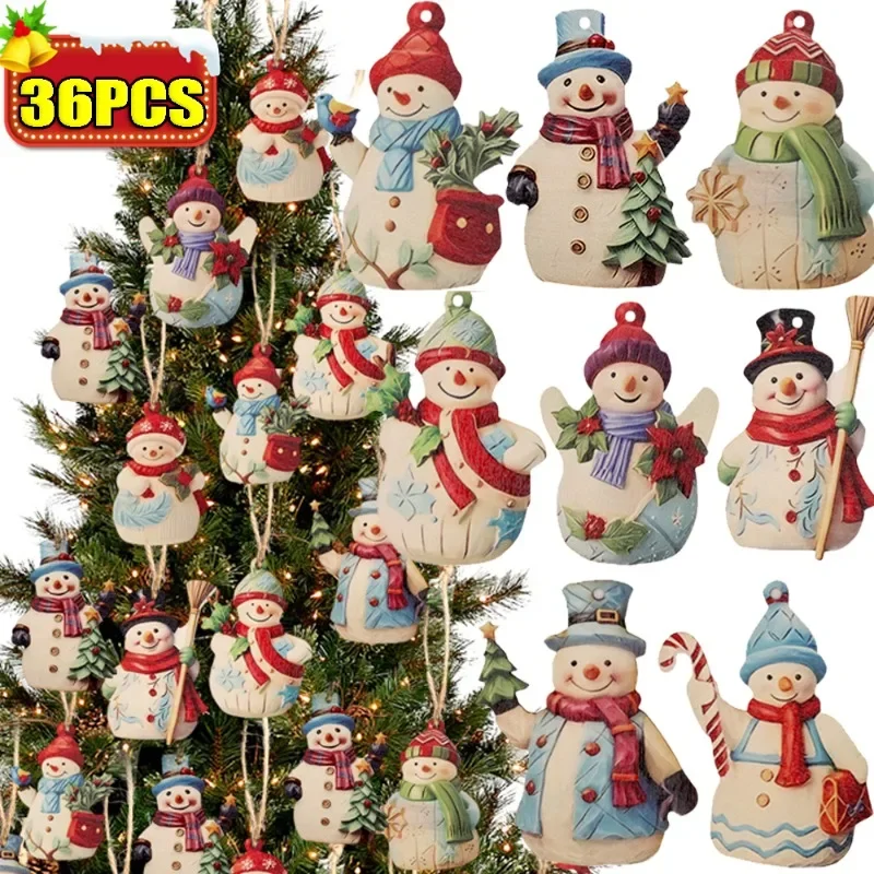 36/18 шт. подвесные подвески в виде снеговика из мультфильма рождественской елки