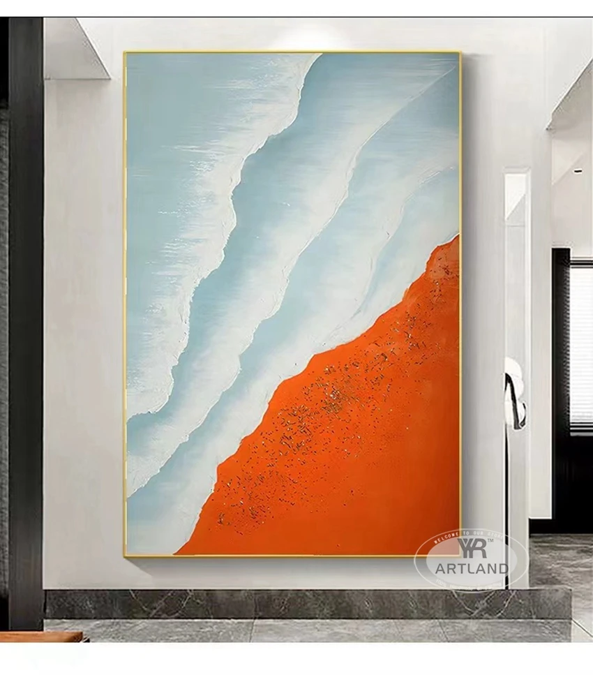 

Nordic Abstract Colored Beach Seawater Pure Handmade Oil Painting Home Decoration For Bedroom Dining Room Living Room Sofa Mural