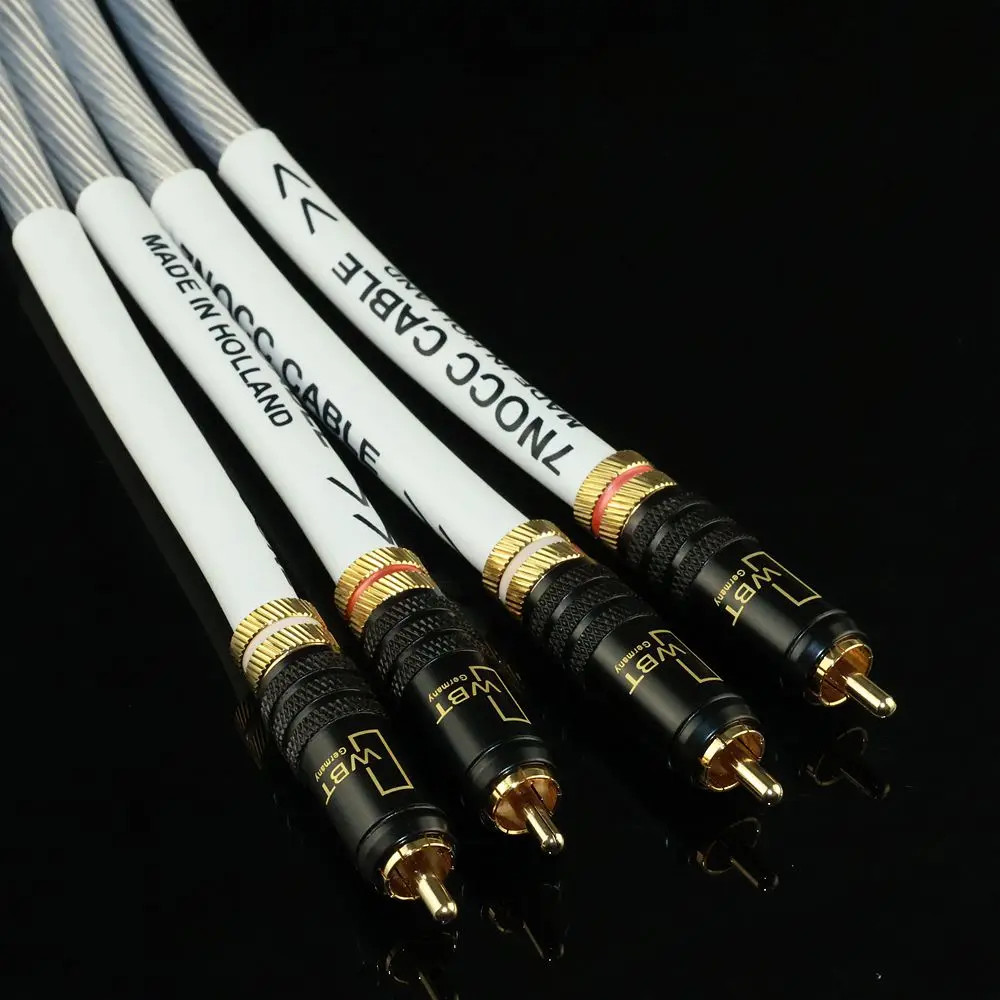 Фото Высококачественный RCA-кабель 7NOCC с позолоченными разъемами WBT, шумопоглощающий, Hi-Fi, аудиофильский соединительный провод для домашнего кинотеатра №4