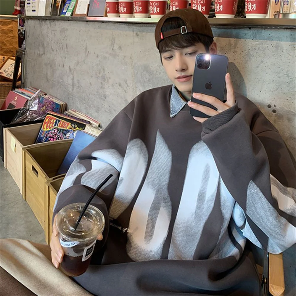 

Толстовка мужская в стиле K-POP, Свитшот в стиле хип-хоп, свободного покроя, с особым надписью, уличная одежда в стиле хип-хоп, одежда на осень-в...