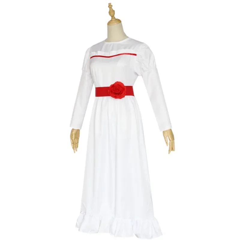 ConjingDoll Annabelle Хэллоуин Ужасы Белое Платье Косплей Костюм Аниме Игра С Длинным