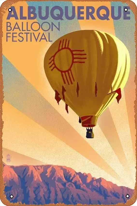 Оловянная вывеска Zuhhgii винтажная альбукерка Нью-Мексико фестиваль воздушных